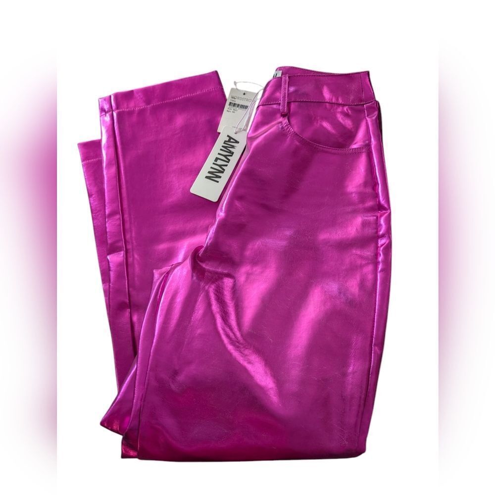 AmyLynn Metallic Hot Pink Women's Pants Small NWT - Picture 2 of 12